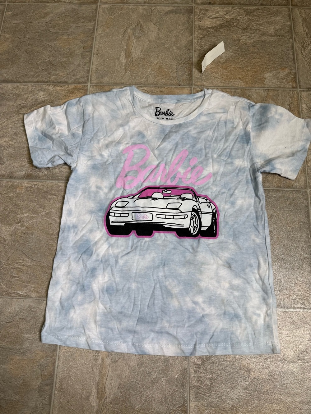 Barbie Tie Dye Crewneck Tshirt Girls Size 7/8 Medium Blue NWT
